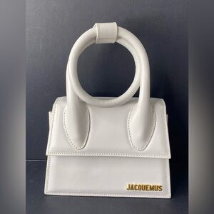 Jacquemus Le Chiquito Noeud Bag “The Knot” in White. Like New with Receipt.